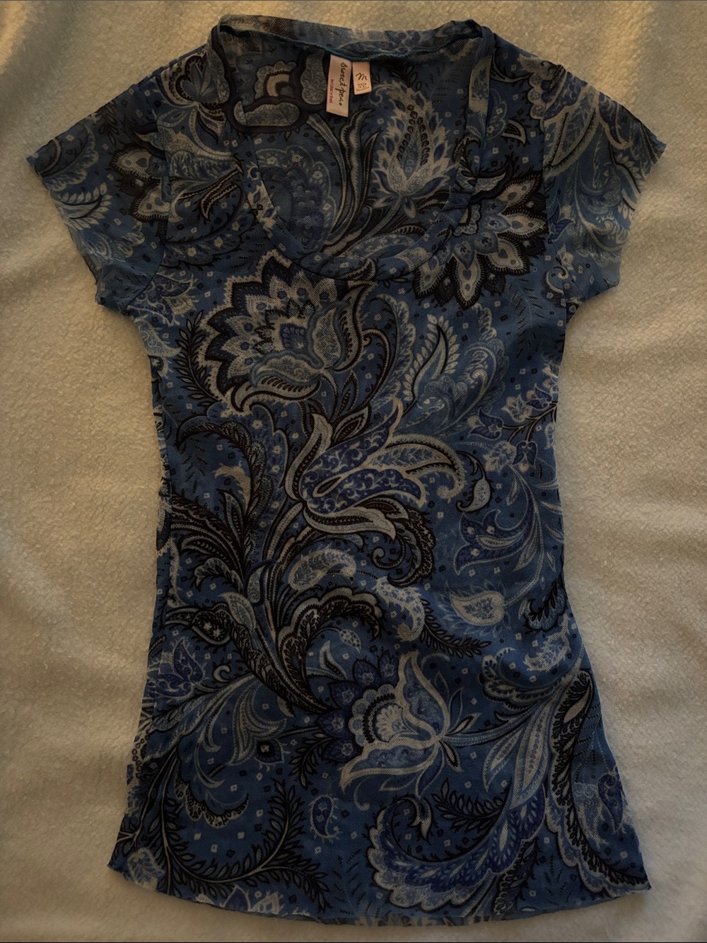 Blue Paisley Short-Sleeve Women's Top by Sweet Pea by Stacy Freti
